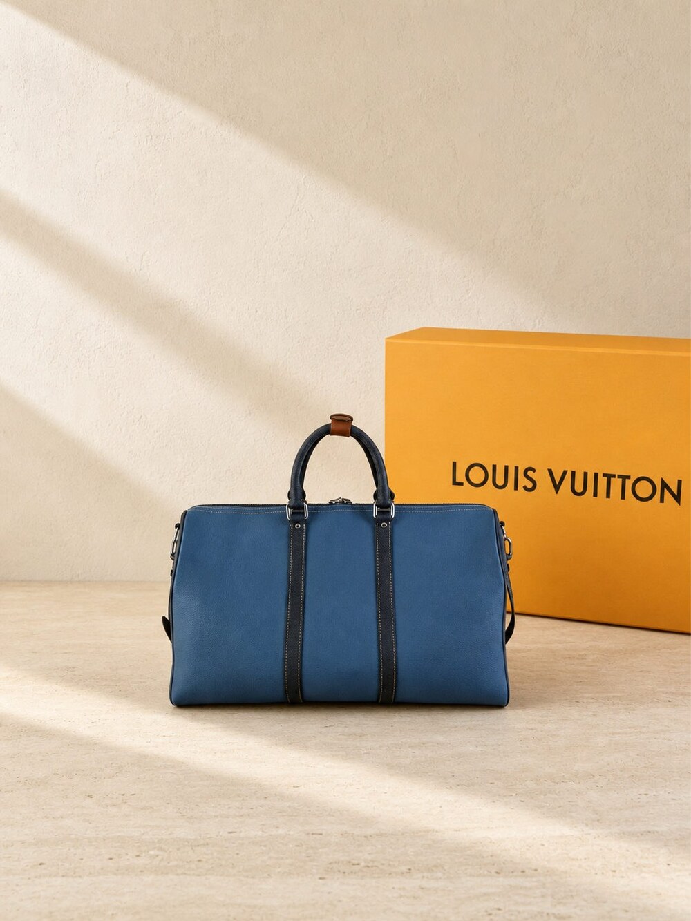 Louis Vuitton Blue Taurillon Keepall with Detachable Shoulder Strap - Picture 3 of 6